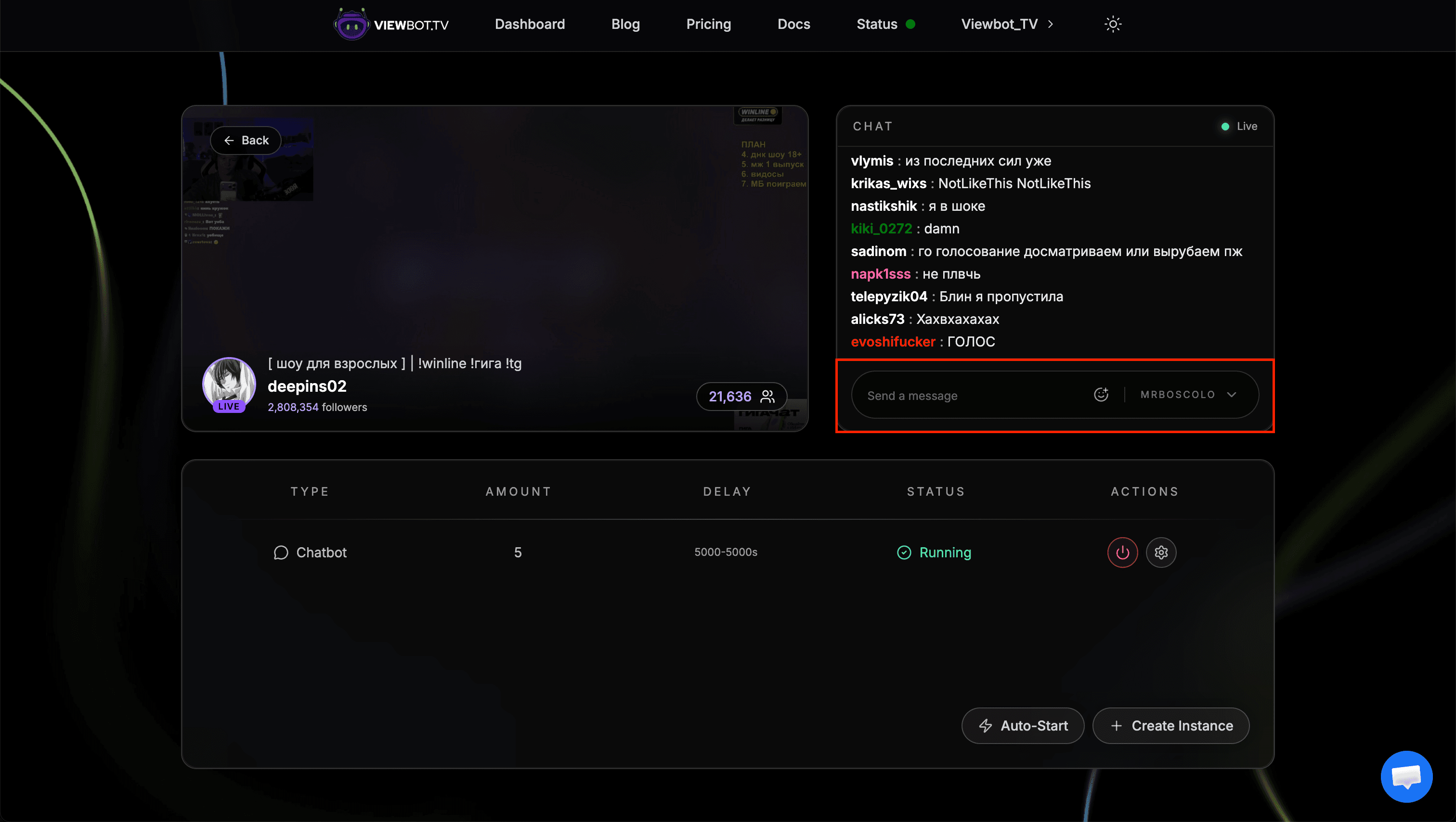 Individual chat control chatbox