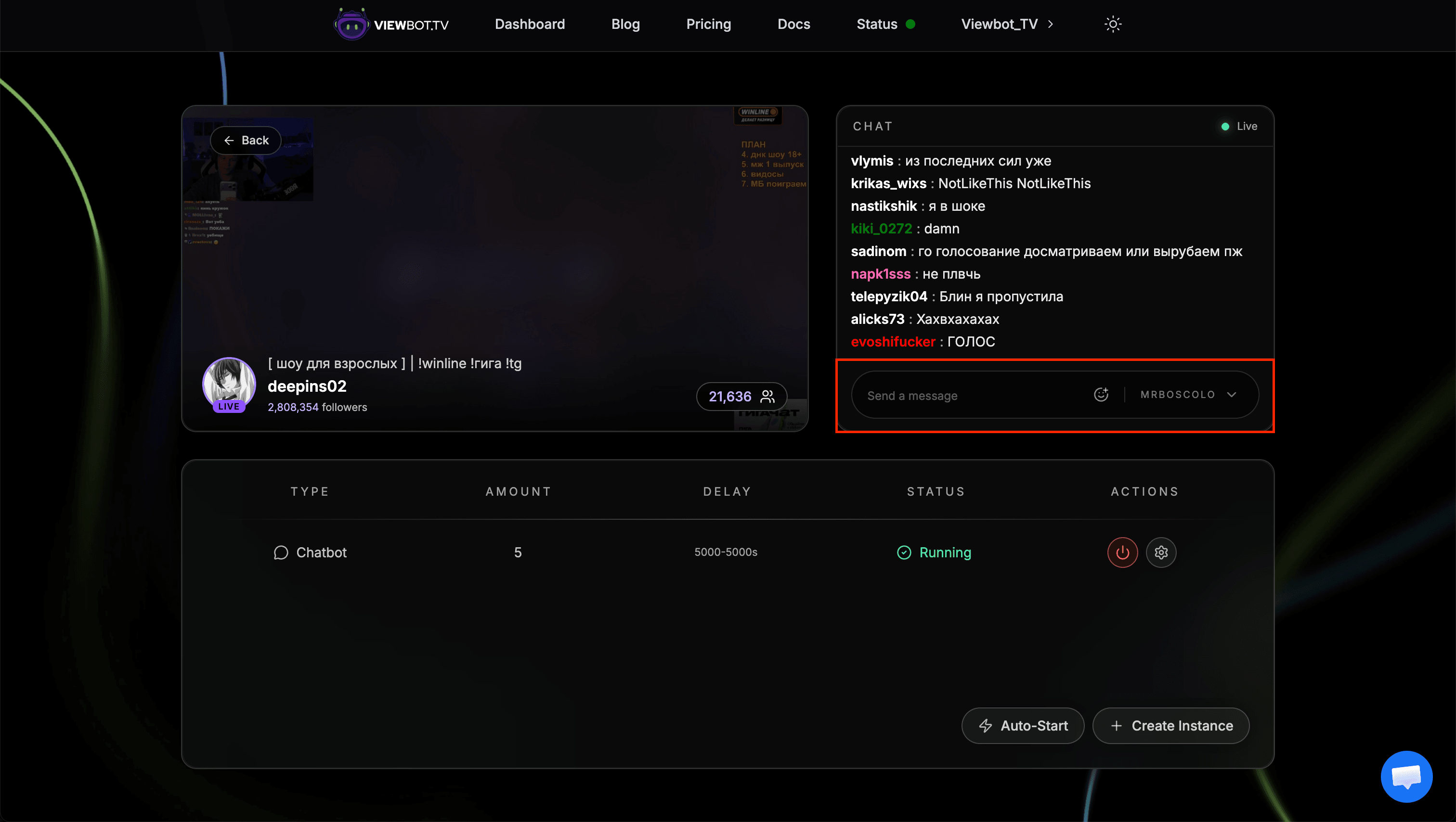 Individual chat control chatbox