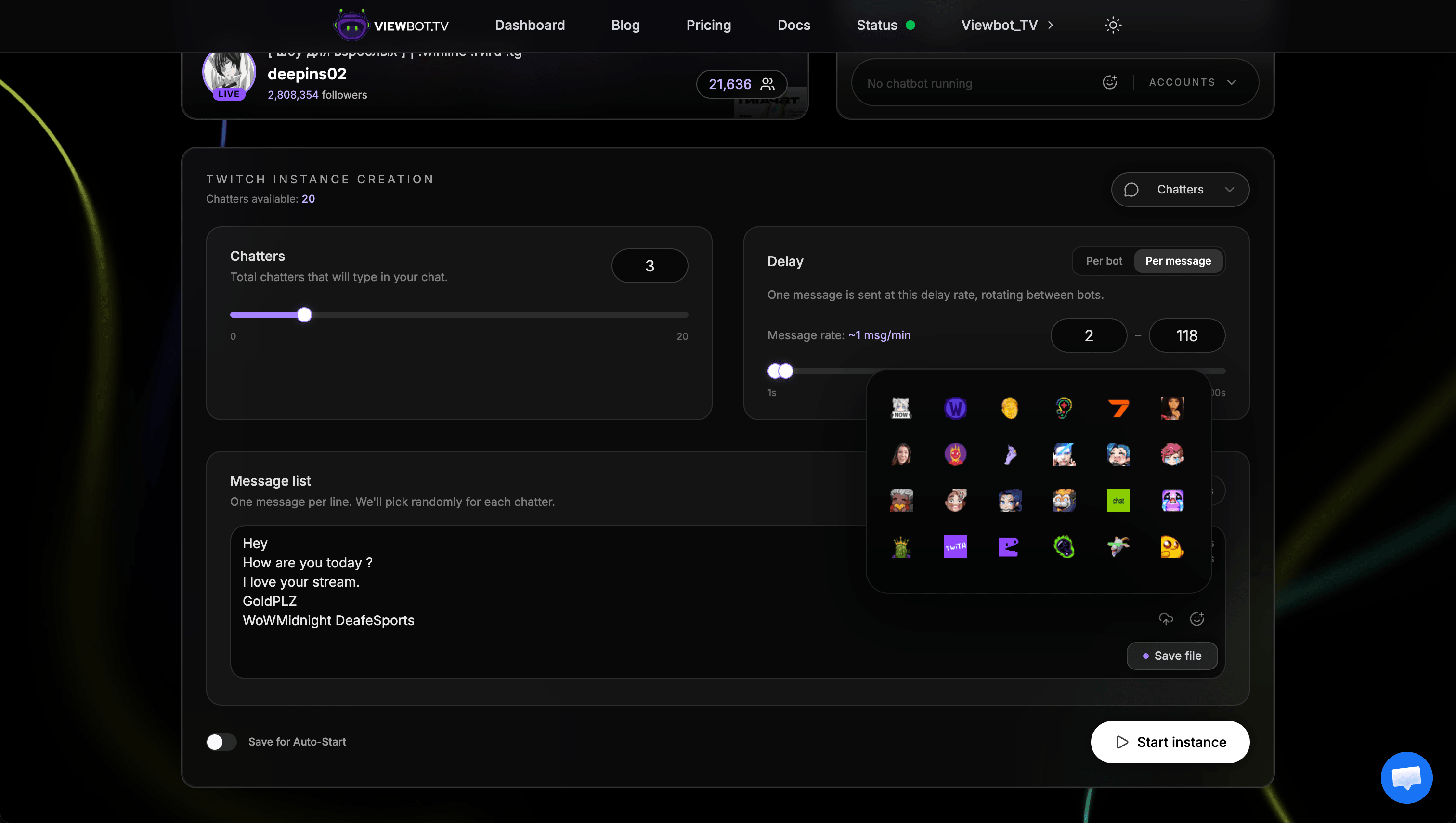 Chat Bot UI panel